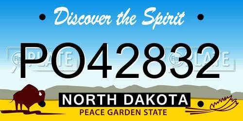 PO42832 North Dakota License Plate