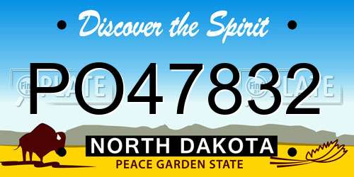 PO47832 North Dakota License Plate