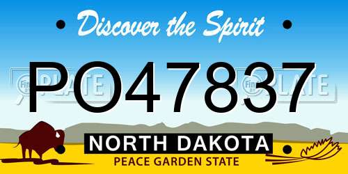 PO47837 North Dakota License Plate
