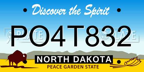 PO4T832 North Dakota License Plate