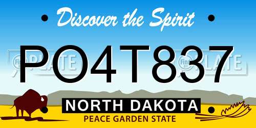 PO4T837 North Dakota License Plate