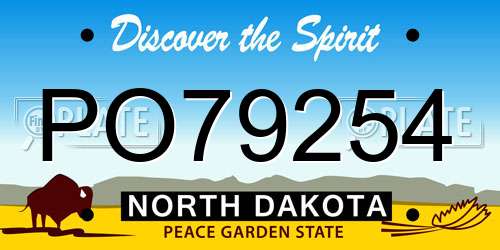 PO79254 North Dakota License Plate