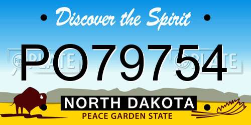 PO79754 North Dakota License Plate