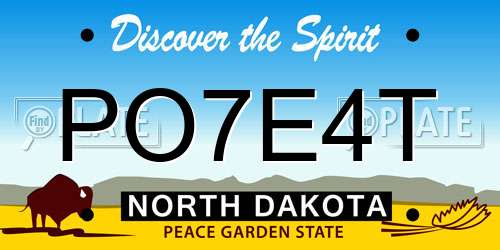 PO7E4T North Dakota License Plate