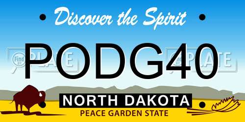 PODG40 North Dakota License Plate