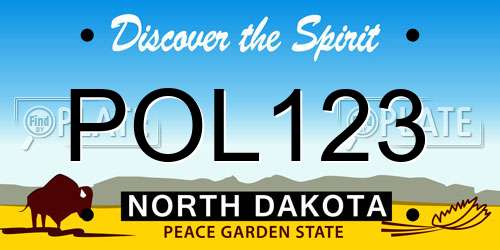 POL123 North Dakota License Plate