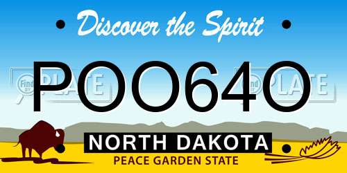 POO64O North Dakota License Plate