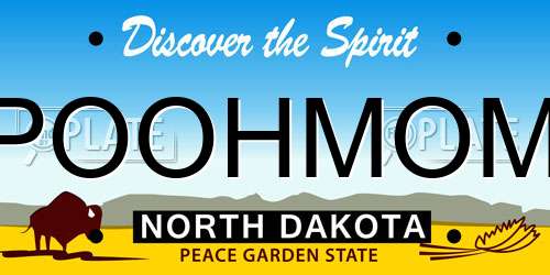 POOHMOM North Dakota License Plate