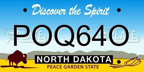 POQ64O North Dakota License Plate