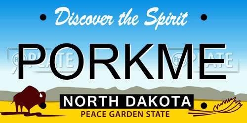 PORKME North Dakota License Plate