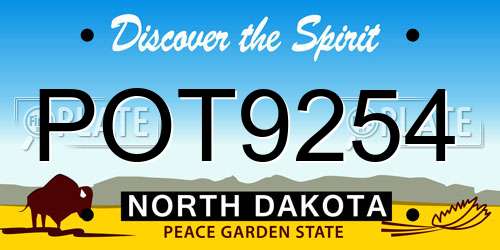 POT9254 North Dakota License Plate
