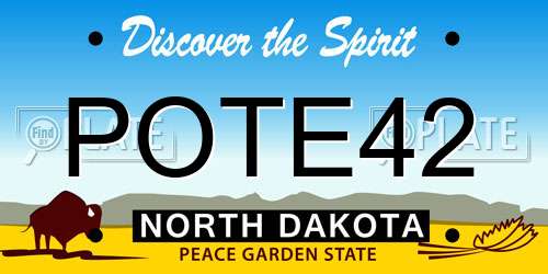 POTE42 North Dakota License Plate