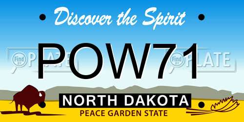 POW71 North Dakota License Plate