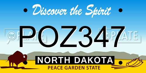 POZ347 North Dakota License Plate