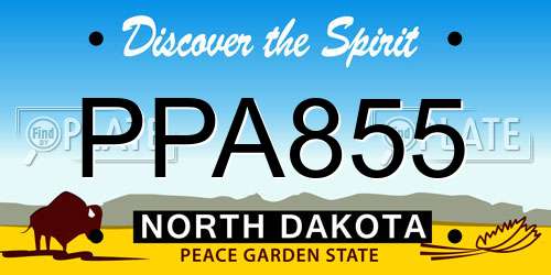 PPA855 North Dakota License Plate