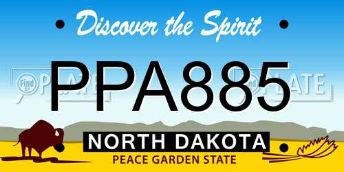 PPA885 North Dakota License Plate
