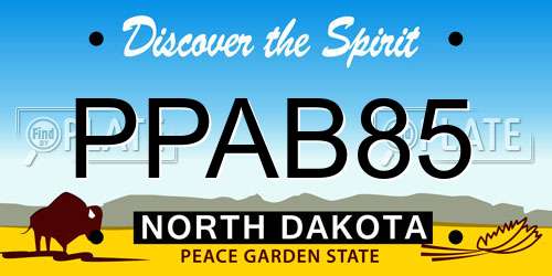 PPAB85 North Dakota License Plate
