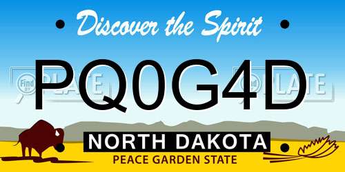 PQ0G4D North Dakota License Plate