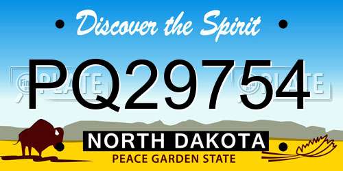 PQ29754 North Dakota License Plate