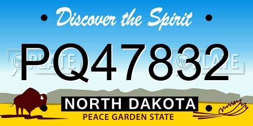 PQ47832 North Dakota License Plate