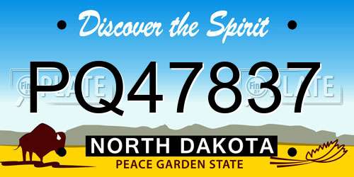 PQ47837 North Dakota License Plate