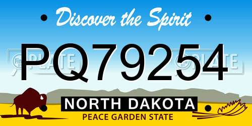 PQ79254 North Dakota License Plate