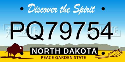 PQ79754 North Dakota License Plate