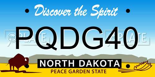 PQDG40 North Dakota License Plate