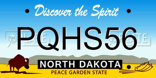 PQHS56 North Dakota License Plate