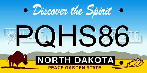 PQHS86 North Dakota License Plate