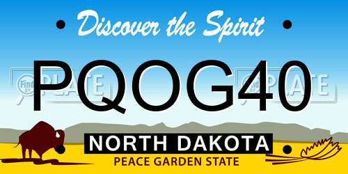 PQOG40 North Dakota License Plate