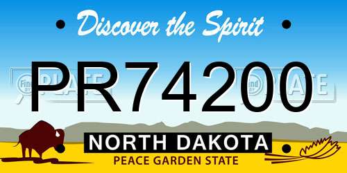 PR74200 North Dakota License Plate