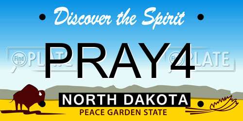 PRAY4 North Dakota License Plate