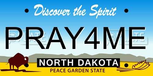 PRAY4ME North Dakota License Plate