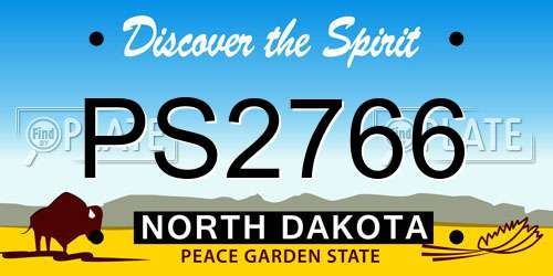 PS2766 North Dakota License Plate