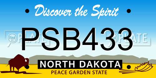 PSB433 North Dakota License Plate