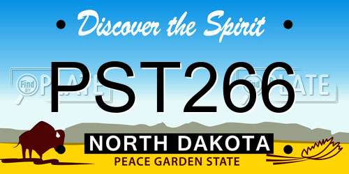 PST266 North Dakota License Plate
