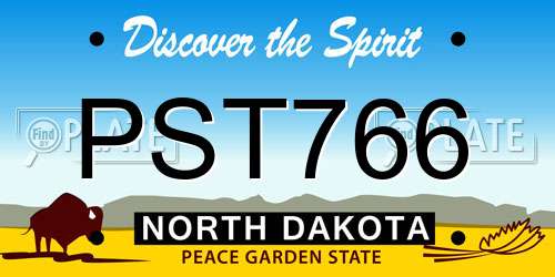 PST766 North Dakota License Plate