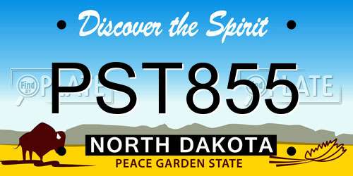 PST855 North Dakota License Plate