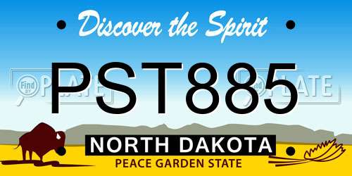 PST885 North Dakota License Plate