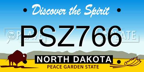 PSZ766 North Dakota License Plate