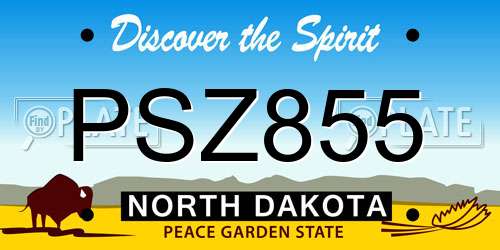 PSZ855 North Dakota License Plate