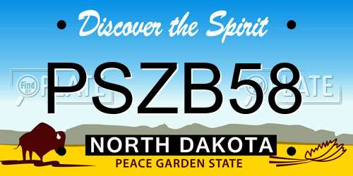 PSZB58 North Dakota License Plate