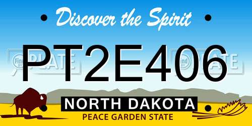 PT2E406 North Dakota License Plate