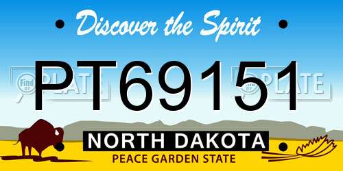 PT69151 North Dakota License Plate