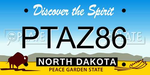 PTAZ86 North Dakota License Plate