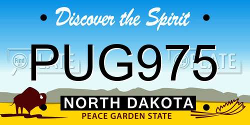 PUG975 North Dakota License Plate