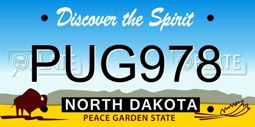 PUG978 North Dakota License Plate