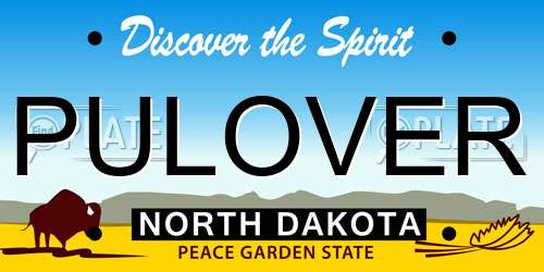 PULOVER North Dakota License Plate