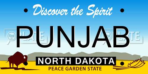 PUNJAB North Dakota License Plate